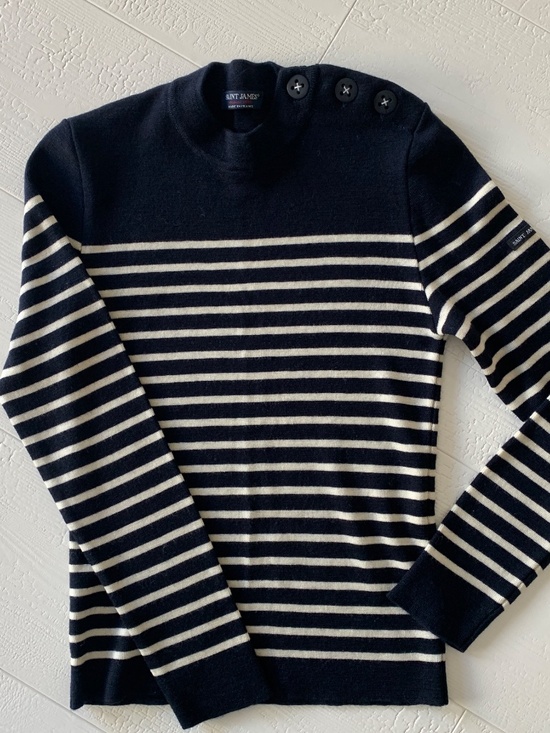 SAINT JAMES Classic Striped Wool Crewneck Sweater - Picture 3 of 6